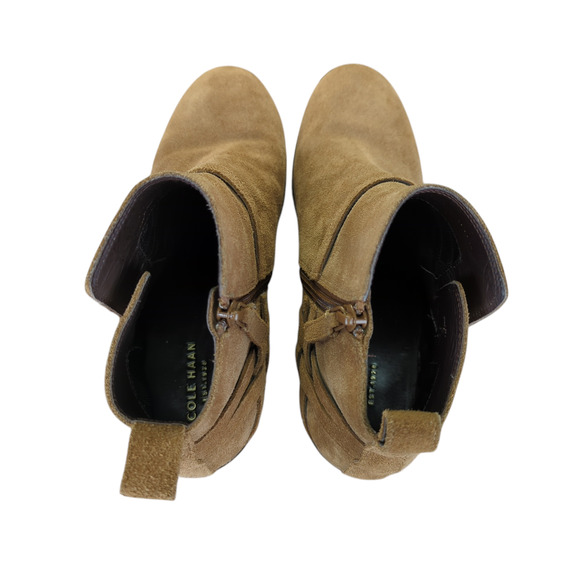 Cole Haan Pearlie Suede Booties W07900 Camel Brown Ankle Boots Women's 8B - Picture 5 of 8